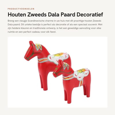 Dailygoods- Dala Paard Handgeschilderd - Houten Paard - Ornament - Decoratie - Souvenir - Groot 23,5x15x6cm - Decoratiebeeldje