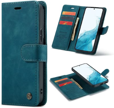 Casemania Hoesje Geschikt voor Samsung Galaxy S25 FE - Emerald Green - 2 in 1 Magnetisch Afneembare Book Case - Portemonnee Telefoonhoesje met Pasjeshouder