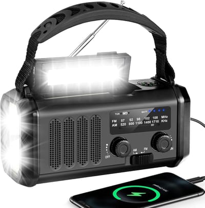 TIM® Radio - Radio Noodpakket - Noodradio - Radio op Batterijen - Zwart - 17cm x 5cm x 8cm