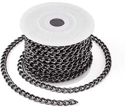 5 Meter Aluminium Curb Ketting Roll - Zwarte Punk Twist Ketting voor DIY Sieraden Maken
