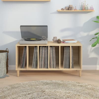 vidaXL - Platenkast - 100x38x48 - cm - bewerkt - hout - sonoma - eikenkleurig