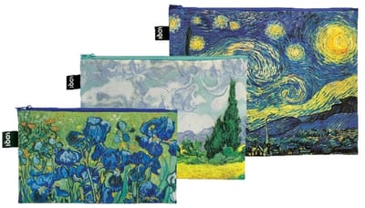 LOQI Zip Pockets - Irises, A Wheatfield With Cypresses, The Starry Night gerecycled