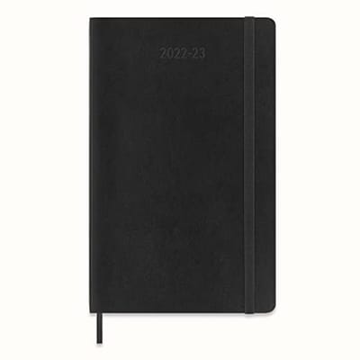 Dagplanner 18 Maanden 2022/2023 met Zachte Kaft en Elastische Sluiting - Groot 13 x 21 cm - Zwart