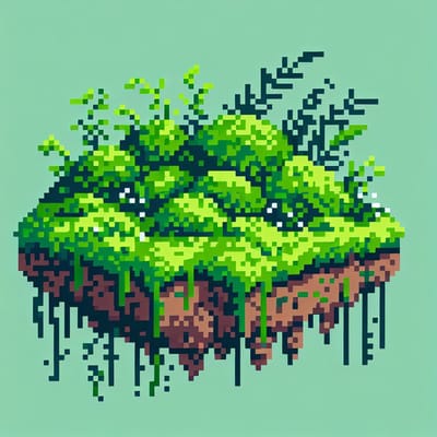 Pixel art mos schilderij | Fascinerende groene pixelwereld: een levendige ode aan de natuur | Kunst - 40x40 centimeter op Canvas | Foto op Canvas
