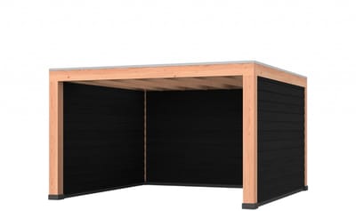 Douglas overkapping, 400 x 400, met achterwand en twee zijwanden, Westwood Robuust zwart
