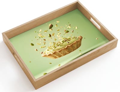 Dienblad hout 40x30 cm - Schootdienblad - Pistache - Taart - Noten - Eten - Borrelplank rechthoek - Plateau dienbladen