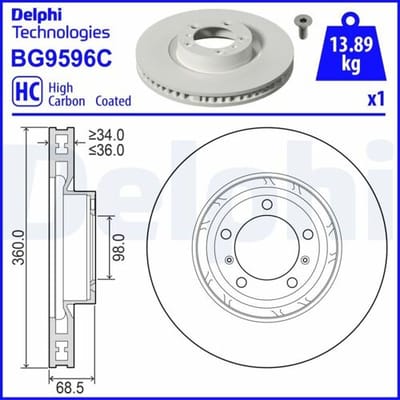 Remschijf DELPHI BG9596C, 1 stuk