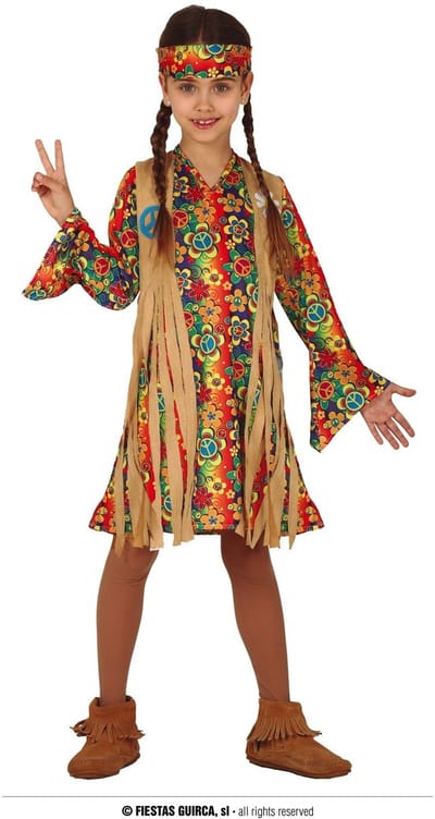 Fiestas Guirca - Hippie Girl (7-9 jaar) - Carnavalskleding - Carnaval - carnavalskleding 2027 - Carnaval kostuum