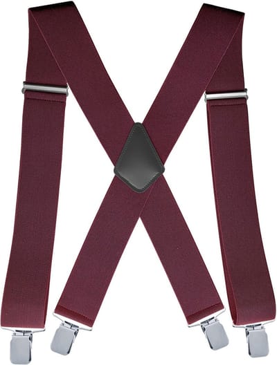 Fako Fashion - Brede Heren Bretels - Volwassenen - 50mm Breed - 4 Clips - 28mm Brede Clips - XL - 120cm - Bordeaux Rood