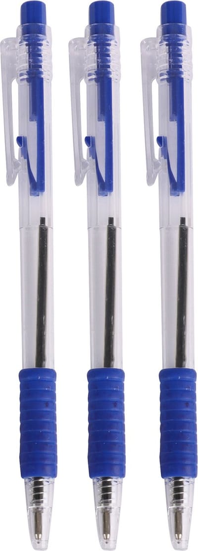 Urban Living Balpennen - 8x stuks - blauw - softgrip - kliksysteem