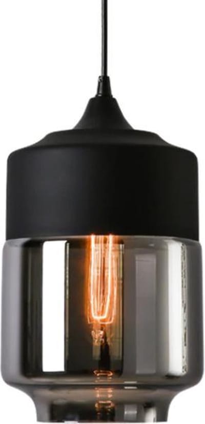ByMus Moorea - Hanglamp - 1xE27 - Zwart - Metaal - Glas - Smoke - Hanglamp woonkamer - Hanglamp eetkamer