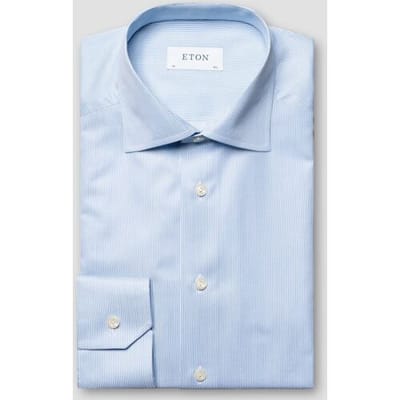 Eton Overhemd Fine Stripe Signature Twill Extra Long Staple Cotton Licht Blauw / male