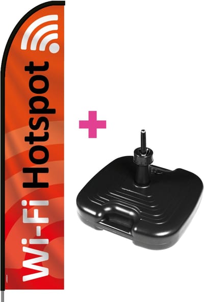 Beachflag - Wi-Fi Hotspot - Vlag + Parasolvoet + Rotator + Hengelsysteem + Draagtas - Actievlag.nl