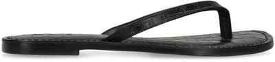 Sacha - Dames - Zwarte leren croco teenslippers - Maat 36