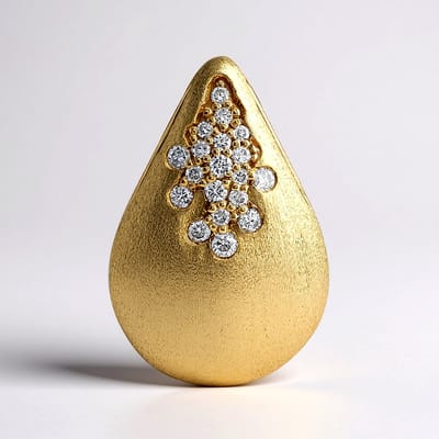 Cavill - Luxe Druppelvorm Hanger - 18K Goud Verguld - 925 Sterling Zilver - 0,115 Ct Afrikaanse Briljant I1 G - Elegant Pavé Sieraad