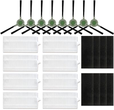 Dailygoods- Veegmachine-accessoires 8 HEPA-filters - 8 Zijborstels - Geschikt voor Lefant M210/M210S/M210B - Robuust en wasbaar - Efficiënt voor stof en dierenharen - Stofzuigeraccessoires