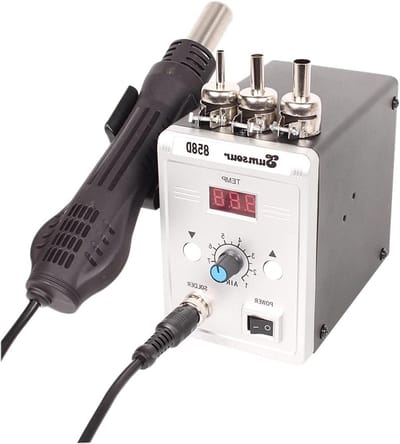 Soldeerstation - Hete lucht - Elektronica reparatie - 700W vermogen - 138mm hoogte - Zwart
