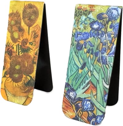 3BMT® Bladwijzer - set van 2 Boekenleggers - Magnetische Bookmark - Van Gogh collectie - Irissen en Zonnebloemen