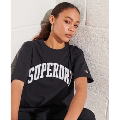 Superdry Varsity Arch Mono T-shirt Met Korte Mouwen Zwart XS Vrouw