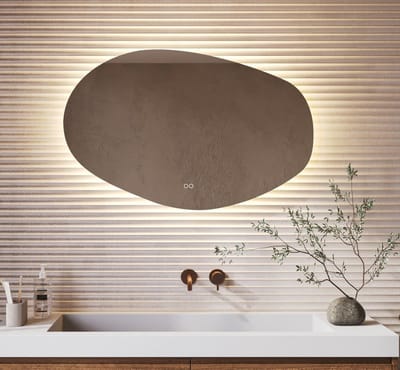 Organische badkamerspiegel met indirecte verlichting, verwarming, instelbare lichtkleur en dimfunctie 100x65 cm