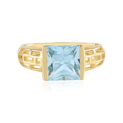 Cavill - Zilveren ring met hemel blauwe topaas 2 475 ct - 925 Sterling zilver verguld - Moderne elegante princess geslepen ring 24x21 mm