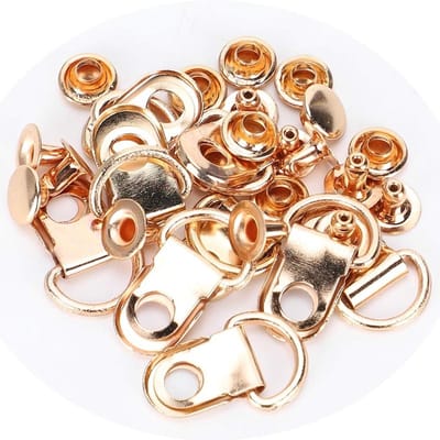 100 Stuks D-Ringen en Rivet Ogen voor Veters, 9 x 14 mm Goudkleurig Messing, Ideaal voor Leren Schoenen en Tassen