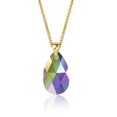 Montebello Ketting Jan DG571H - Swarovski Druppel - 925 Zilver Verguld - 16mm - 50cm