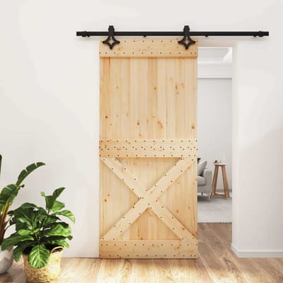 vidaXL - Schuifdeur - 95 - x - 210 - cm - Massief - Pine - Hout - (Onbehandeld)