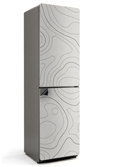 Wallfluent Magnetische Koelkastmat - Abstracte golvende lijnen Koelkast Magneet Sticker - 60 cm x 205 cm - Grijs Magnetische Koelkastmat - Decoratieve Koelkastfolie - Magnetische Koelkastbescherming - Verwijderbare Koelkast Decoratie