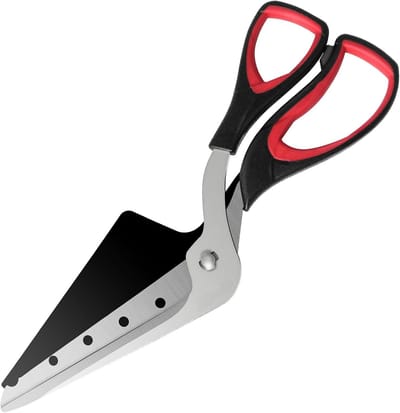 Famanu – Pizzaschaar voor nauwkeurig snijden, roestvrijstalen lemmet, zachte grip, 27 cm