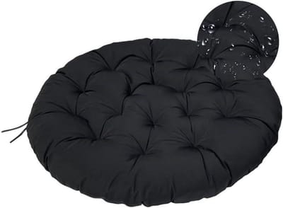 Stoelkussen Rond - Zitkussen Hangmat - Buiten Ontspannen - Met Bevestigingsriemen - 100x100cm - Zwart