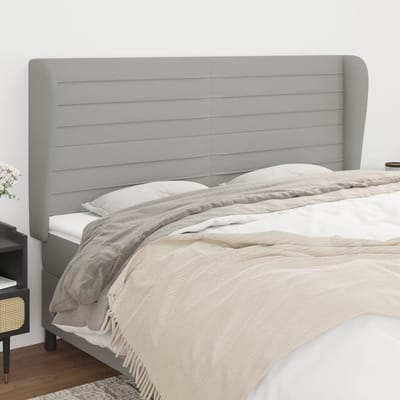 vidaXL - Hoofdbord - met - randen - 163x23x118/128 - cm - stof - lichtgrijs