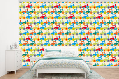 Behang - Fotobehang Patronen - Trekker - Kleuren - Jongetje - Jongens - Kinderen - Kids - Breedte 345 cm x hoogte 220 cm