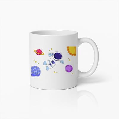 Astronaut Ruimte Avontuur Mok – Schattig Galaxy Ontwerp met Planeten en Sterren – Perfect Cadeau voor Ruimtefans en Kinderen – 330ml Duurzame Keramische Koffiebeker
