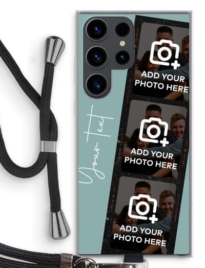 Gepersonaliseerd - Case Company® - Hoesje met koord geschikt voor Samsung Galaxy S23 Ultra hoesje met Koord - Filmrol N°1 - Telefoonhoesje met Zwart Koord - Bescherming aan alle Kanten en Over de Schermrand