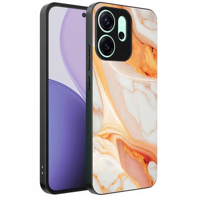 Geschikt voor Oppo Reno 14 F Telefoonhoesje met marmer opdruk - TPU backcover case marble design - Oranje - Smartphonica geschikt voor Oppo Reno 14 F