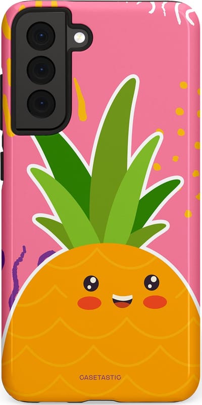 Casetastic Hoesje Geschikt voor Samsung S21 FE - Stijlvolle Beschermende Duo-layer Case - Zoete Ananasdroom