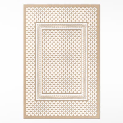 Wallfluent Vinyl Tapijt - Geometrische Mozaïek Glamour Vlecht Vloerkleed Vinyl - 60 x 90 cm - Rechthoek PVC Vloer Mat - Beige PVC Tapijt - Kantoortapijt - Woonkamertapijt