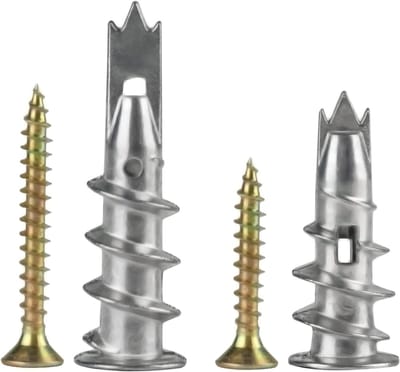 Gipsplaatpluggen set - 90 stuks, zelfborend en metalen bevestigingspluggen voor sterke wandbevestigingen