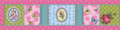 VROLIJKE BLOEMEN EN VLINDERS BEHANGRAND - Meerkleurig   - Bloemenmotief - Kinderkamer - AS Creation Only Borders