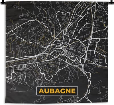 Wandkleed - Wanddoek - Frankrijk - Stadskaart - Aubagne - Plattegrond - Kaart - 180x180 cm - Wandtapijt