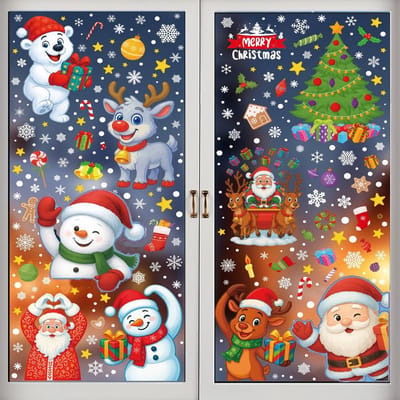 Zelfklevende Kerst Raamstickers - 9 Vellen Feestelijke Raamdecoratie