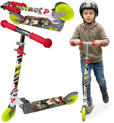 DISNEY Mickey Mouse Tweewielige step met rem tot 50 kg, opvouwbaar, verstelbaar voor kinderen 6+
