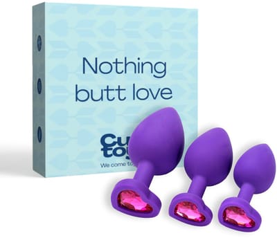 Cupitoys® Siliconen buttplug set van 3 - Diamant paars - Hartje - Sex toys voor vrouwen - Sex toys voor mannen - Buttplugs