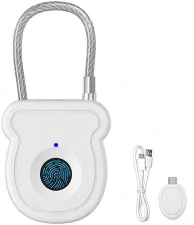 Elektronisch slot - Vingerafdruk hangslot - Sterk elektrisch slot met vingerprint - Oplaadbaar - Waterproof - Anti-Diefstal - Inclusief oplaadkabel en Sleutel.