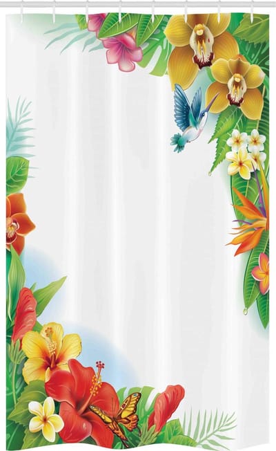 ABAKUHAUS Kolibri douchegordijn – tropische bloemen, 120x180 cm – multicolor