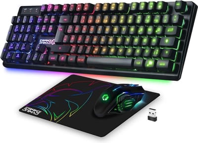 Armor RF800 draadloos gamingtoetsenbord-muis QWERTZ DE-indeling 24 G RGB draadloos toetsenbord-Ergonomische draadloze muis 4800 dpi PC PS4 PS5 Xbox One/serie Mac