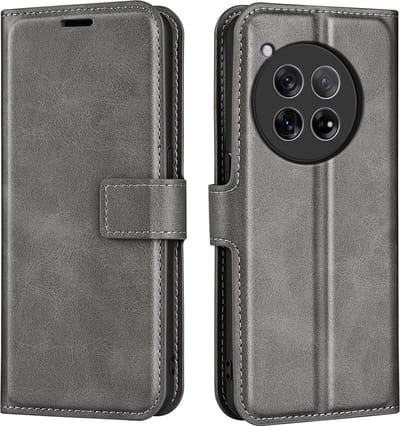 Coverup Hoesje - Geschikt voor OnePlus 12R Hoesje - Coverup Deluxe Book Case - Grijs