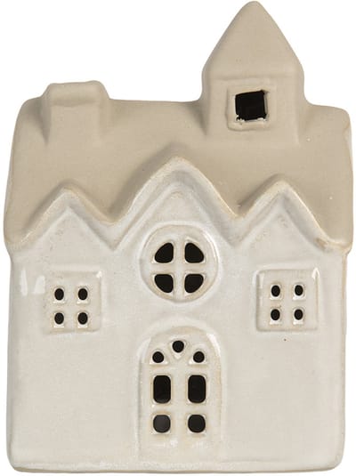 Clayre & Eef Decoratie Huis met LED 9x6x12 cm Beige Keramiek