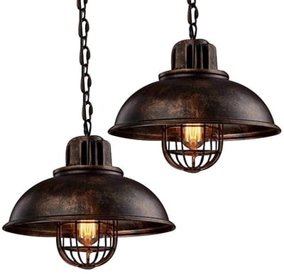 2 Stuks Hanglamp Industrieel E27 Kroonluchter Woonkamer Plafondlamp Slaapkamer Zwart Roest